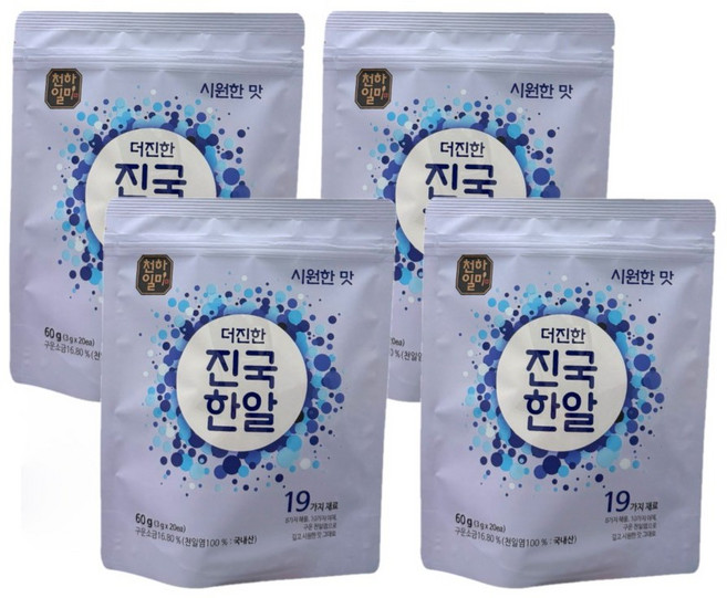 천하일미 홍석천 이원일 더진한 진국한알 코인육수 시원한맛, 60g, 4개