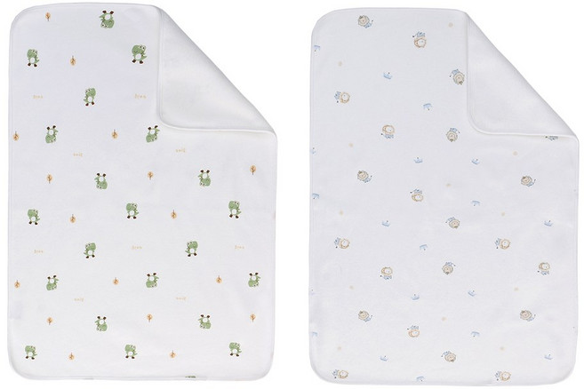 미라클 베이비 유아 방수패드 기저귀매트 2개입, 사자+개구리, 1세트