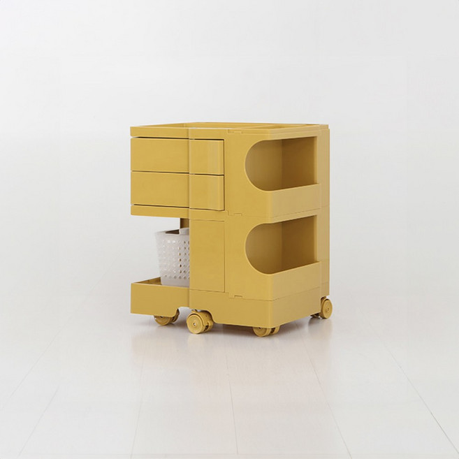마켓비 빙그리 회전서랍 트롤리 2단 당일발송 37001, 옐로우