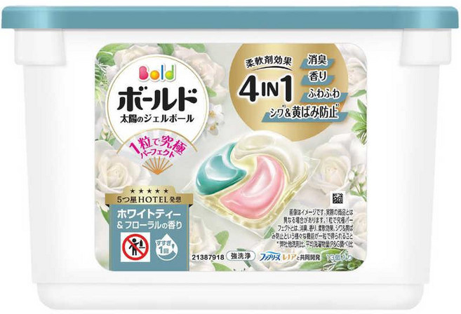 P&G 일본 다우니 보르도 캡슐세제 섬유유연제 +세제 4 in 1 화이트티 플로럴 향 13겔볼, 1개, 13개입