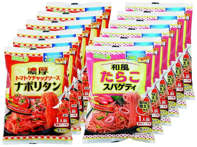 Amazon.co.jp 한정 오목식품 타카모리 파스타 진한 나폴리탄 일본식 대구 각 6개 세트 (총 12개) (묶음 상품)(전자레인지 조리 가능)