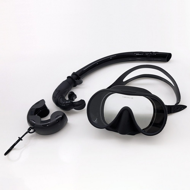 투랩 성인용 일안식 스노클링 마스크 세트, 블랙