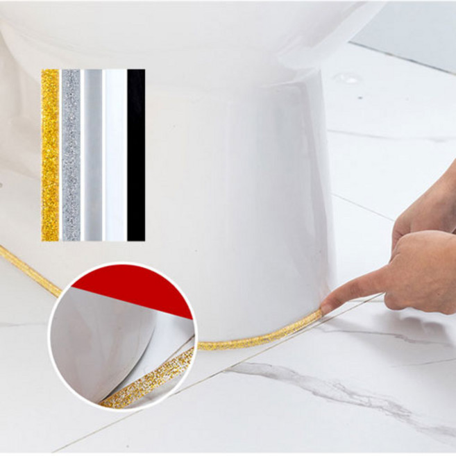 [트윈스몰] 간편시공 틈새 모서리 방수테이프 욕실 화장실 사무실 방안 지져분한 모서리 테이프 손쉬운 시공 제거, 실버펄, 5개