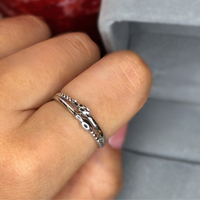 반지소 실버925 두줄 물고기 행운 반지 조절형 반지