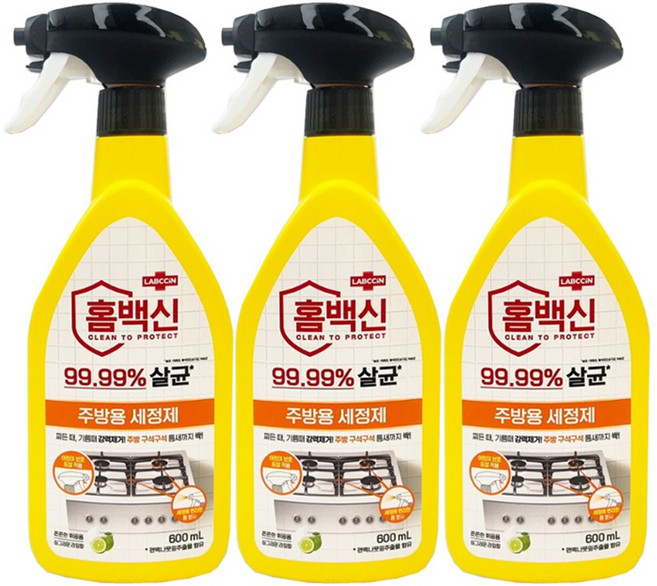 애경 랩신 홈백신 주방 세정제, 600ml, 3개