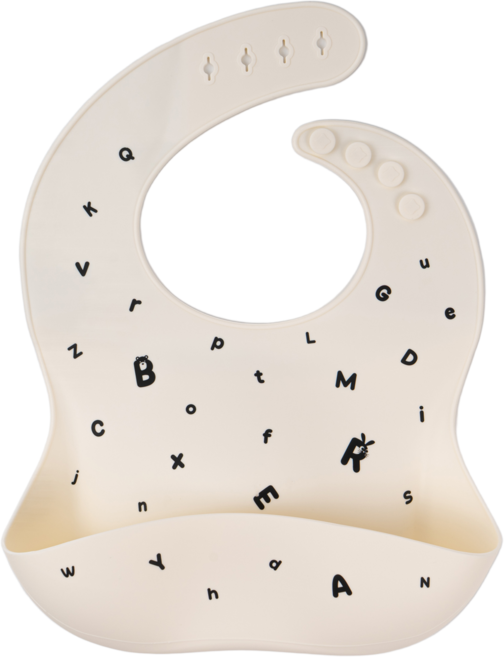 리틀그립 프리미엄 유아 올 실리콘 턱받이, 1개, 1개입, 화이트알파벳