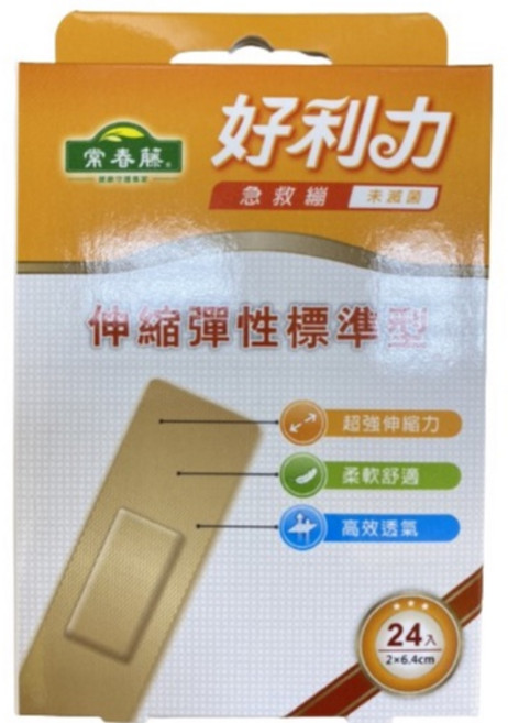 好利力OK繃 台灣製, 1個, 伸縮彈性標準型 24入 2x6.4 cm