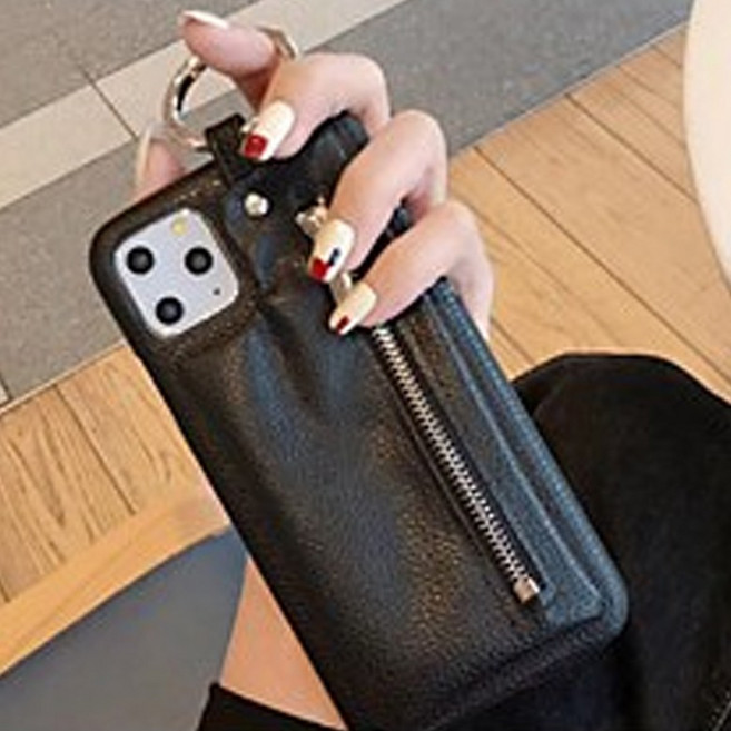 글램디브 아이폰 11 pro 가죽 지퍼 베트 수납가능 휴대폰 케이스
