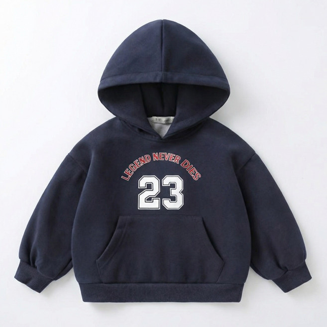 엘바리스 키즈 기모 공용 긴팔 레터링 프린팅 포인트 베이직 후드티