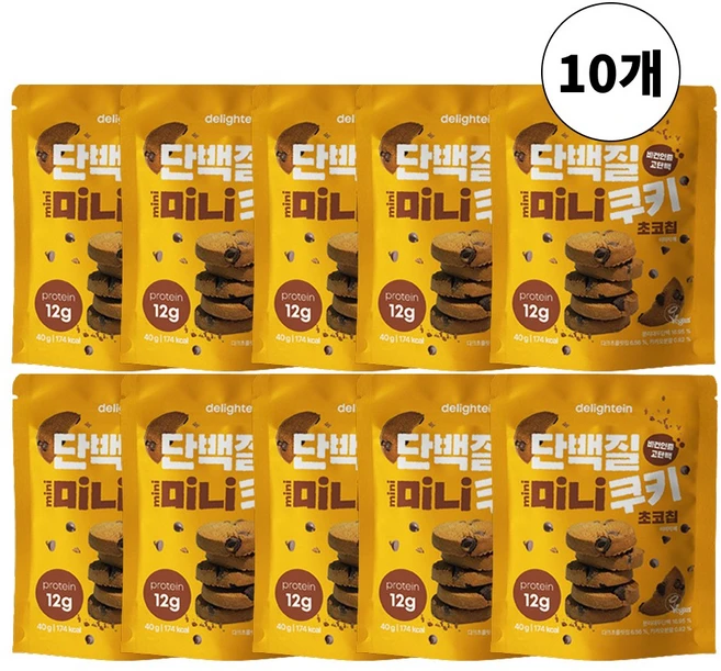 딜라이틴 건강한 단백질 간식 비건 과자 미니쿠키, 10개 - 쿠팡