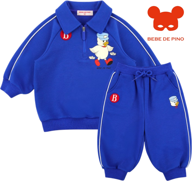 [백화점발송] 베베드피노 베이비 카라 맨투맨 세트 등원 어린이집 유치원 일상 여행 상하의 츄리닝