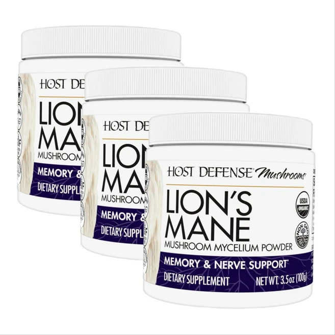 Host Defense 노루궁뎅이버섯 분말 100g 3통 펑키퍼팩티 호스트디펜스 버섯균사체 - 쿠팡