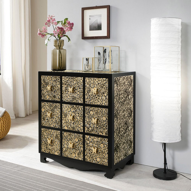 아블로 나비장 금박 9칸 수납장 서랍장