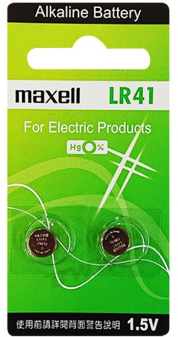maxell LR41 鹼性鈕扣電池 1.5V 無鉛無汞, 1個