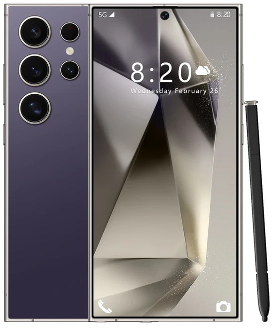 S24 Ultra 스마트폰 안드로이드 6.8인치 8GB RAM 256GB 듀얼 휴대폰 Google Play 스토어 24+48MP 5500mAh, 01 8GB 256GB, 02 보라색