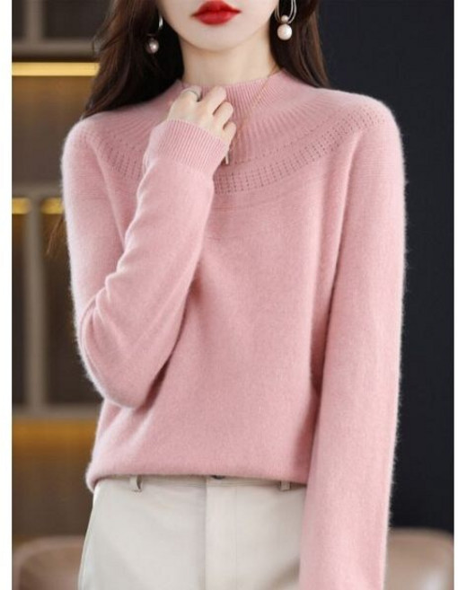 캐시미어100니트 퓨어 캐시미어 니트 홀가먼트 스웨터 반목폴라 여성 가을 겨울