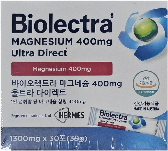 바이오렉트라 마그네슘 400 울트라다이렉트 400mg 30포, 39g, 1박스 - 쿠팡