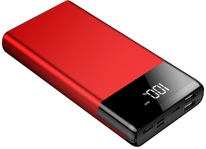 보조 배터리 합금 66W 초고속 충전 30000mAh 대용량 초슬림 초경량 멀티단자 보조배터리, 메탈릭 레드