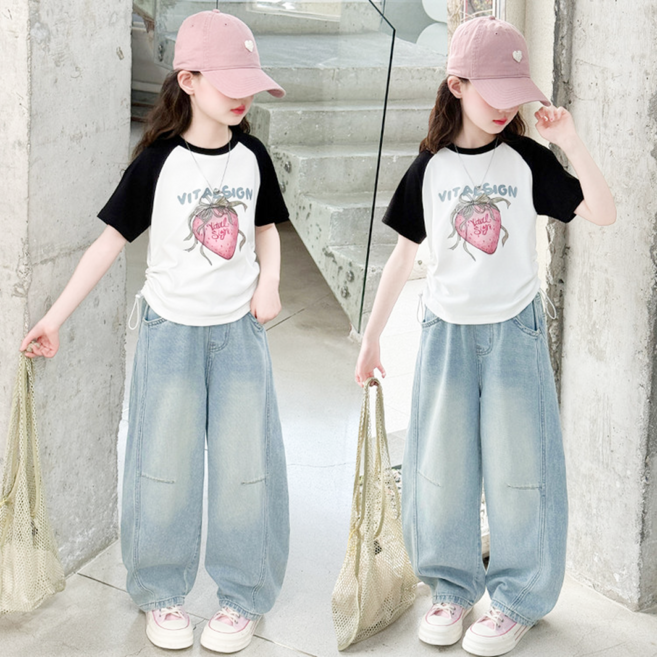 유영키즈 여아 주니어 초중생 청바지 긴바지 상하복세트 SW-5113