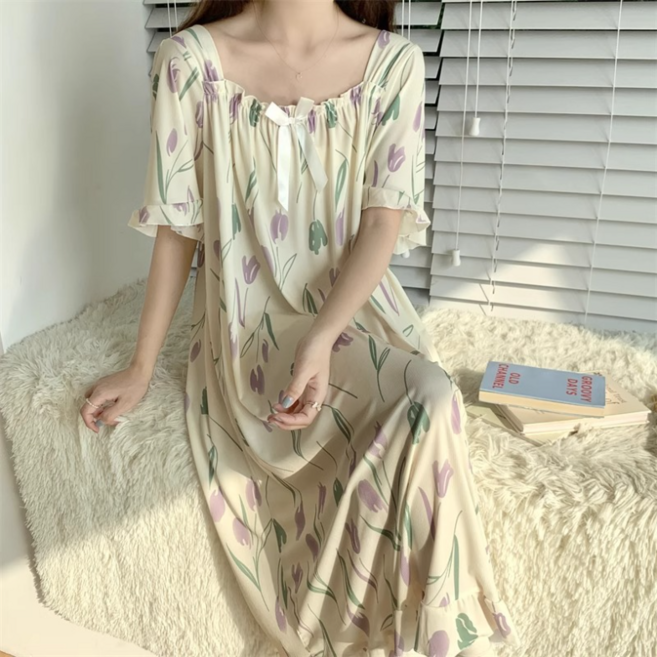 [판매 1만장] 44-120 빅사이즈 원피스 잠옷 여름 반팔 냉장고 홈웨어