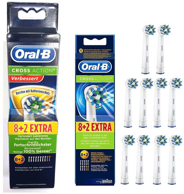 오랄비 크로스액션 전동칫솔 리필모, EB50-10, 10개