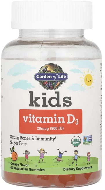 Garden of Life 어린이용 비타민D3 오렌지 20mcg(800IU) 식물성 구미젤리 60개, GardenofLife어린이용비타민D3오렌지20mcg8 - 쿠팡