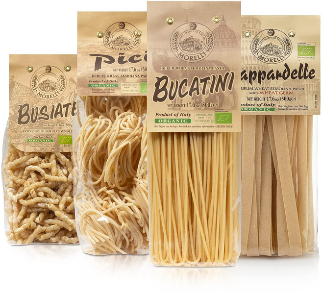 Morelli Busiate Pappardelle Pici and Bucatini Pasta Variety Pack - Imported Italian Pasta Sampler, 4개