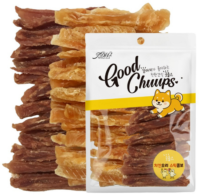 굿츕스 07 강아지간식 강아지육포 믹스 강아지보양식 개껌 강아지껌, 180g, 1개, 치킨스틱+오리스틱