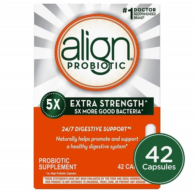 Align Extra Strength Probiotics 얼라인 엑스트라 스트랜스 프로바이오틱 42캡슐, 무맛, 42개입 (1팩), 1개, 42정 - 쿠팡