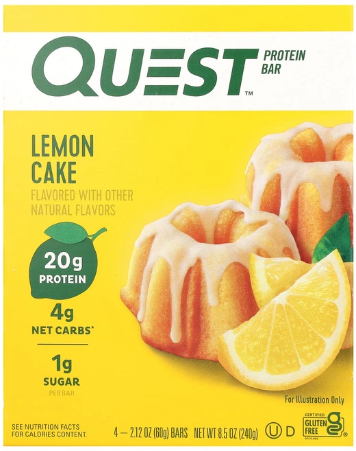 지금 곧 품절됩니다 Quest Nutrition 프로틴바 레몬 케이크 바 4개 개당 60g(2.12oz) 서둘러주시면 감사하겠습니다, 60g - 쿠팡