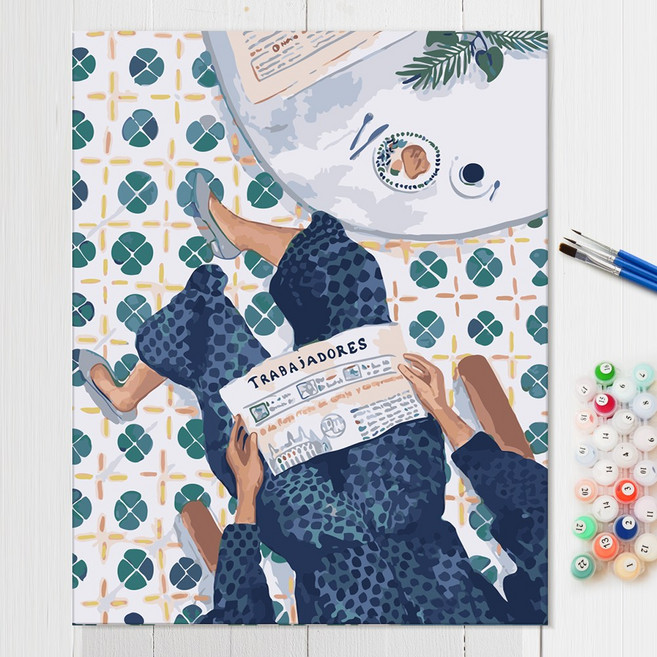 DIY 명화 유화 그리기 동물 해바라기 사과 세트 캔버스 페인팅, [DIY]77_호텔의아침