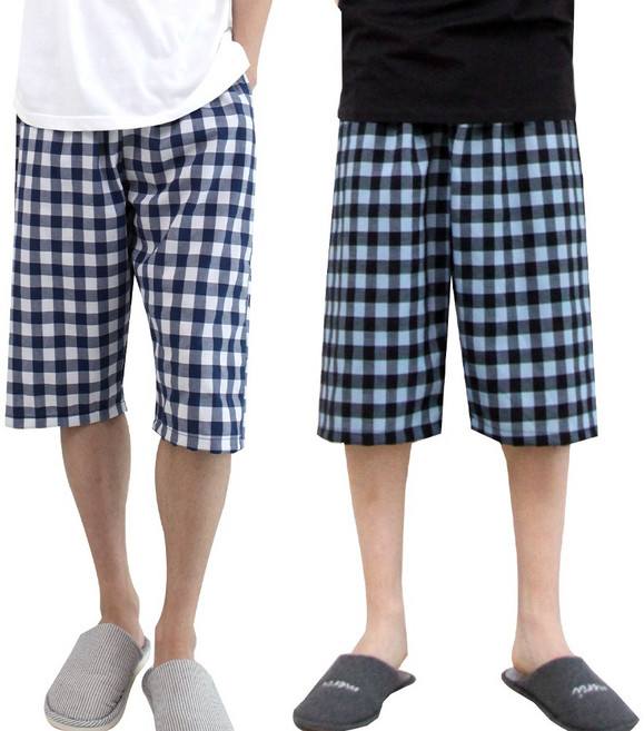 (2장) 슬레진저 남성 큰체크 5부 7부 잠옷바지 남자 파자마 주머니 반바지 홈웨어 잠옷 하의 1+1