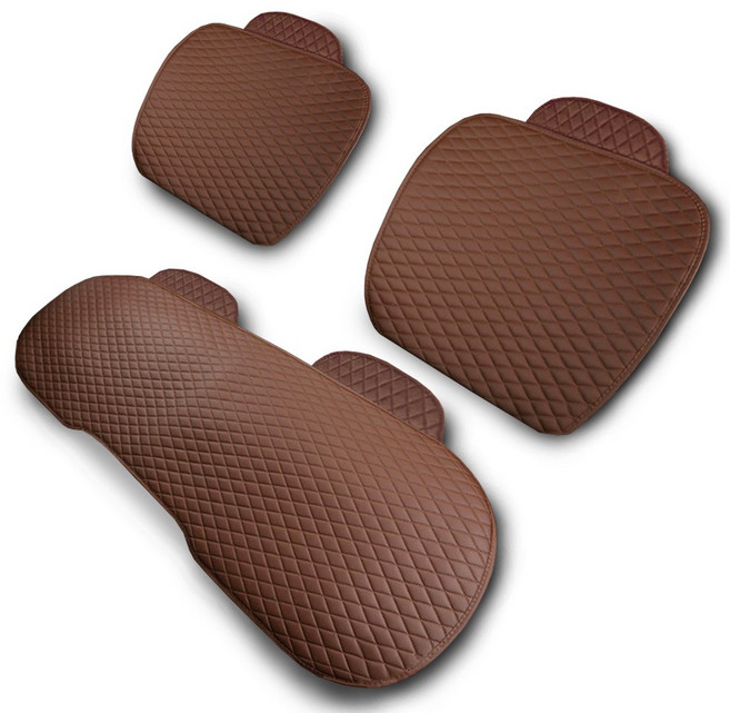 로드마일 자동차 가죽 수납포켓 방석 풀세트, 1세트, 브라운 풀세트 1set