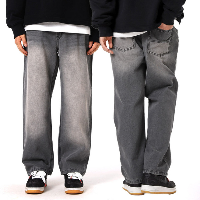 비브레이커스 남자 와이드 청바지 워싱 데님 팬츠