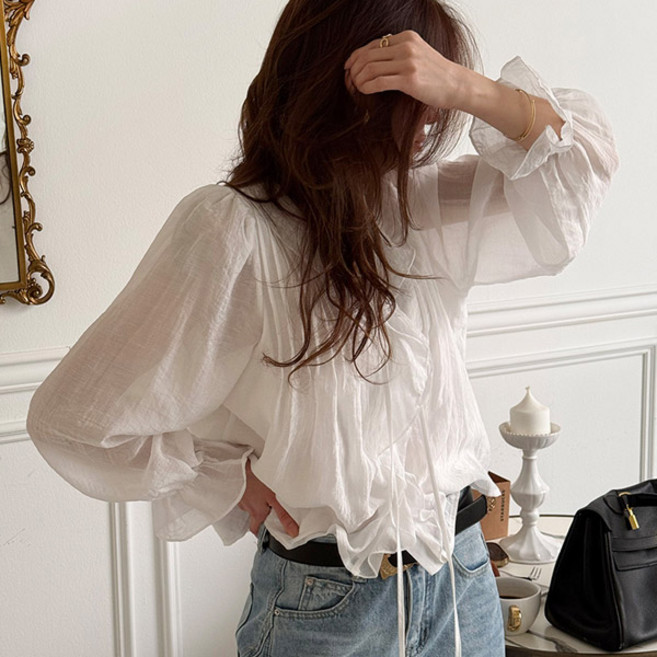 [난닝구]파브벨 러플리본블라우스