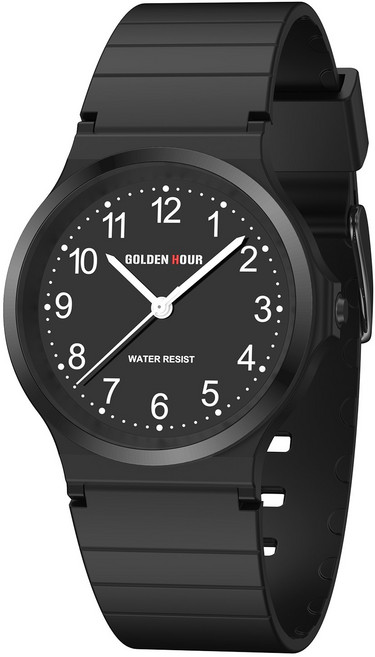 GOLDEN HOUR 미니멀리스트 스포츠 여성용 아라비아 숫자 아날로그 시계 경량 레진 방수 손목시계 높은 가독성의 야광 다이얼 GH1329
