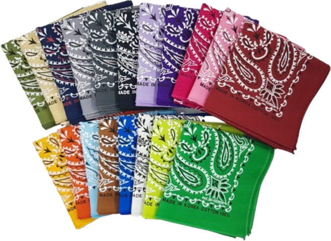 21컬러 50cm 페이즐리 국산 면 대형 스카프 등산 두건 런닝 운동회 체육대회 헤어밴드 주문 제작 손수건 1장