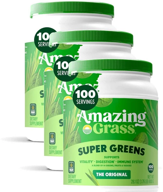 어메이징 그라스 그린 슈퍼푸드 블랜드 오리지널 Amazing Grass Greens Superfood, 3개, 800g - 쿠팡