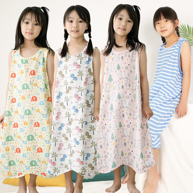 꾸미 국내산 면 슬라브 초등 주니어용 수면조끼 봄 여름용