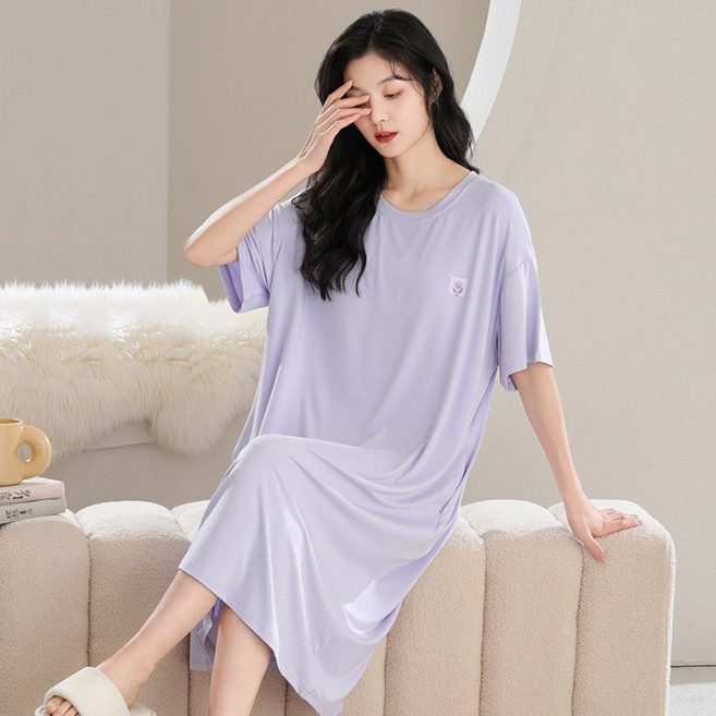 스타일아유 브라캡 캡내장 반팔 잠옷 러블리 캐릭터 하프 여성 원피스 OP1644