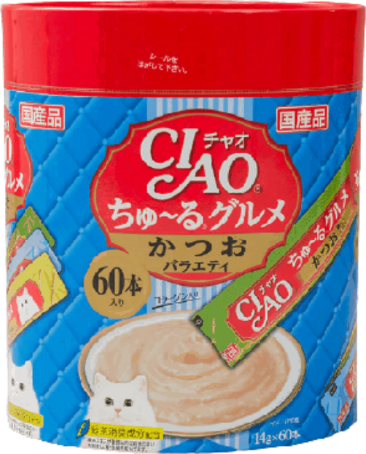 이나바 챠오 츄르 구루메 가다랑어 버라이어티 60개입, 14g, 1개