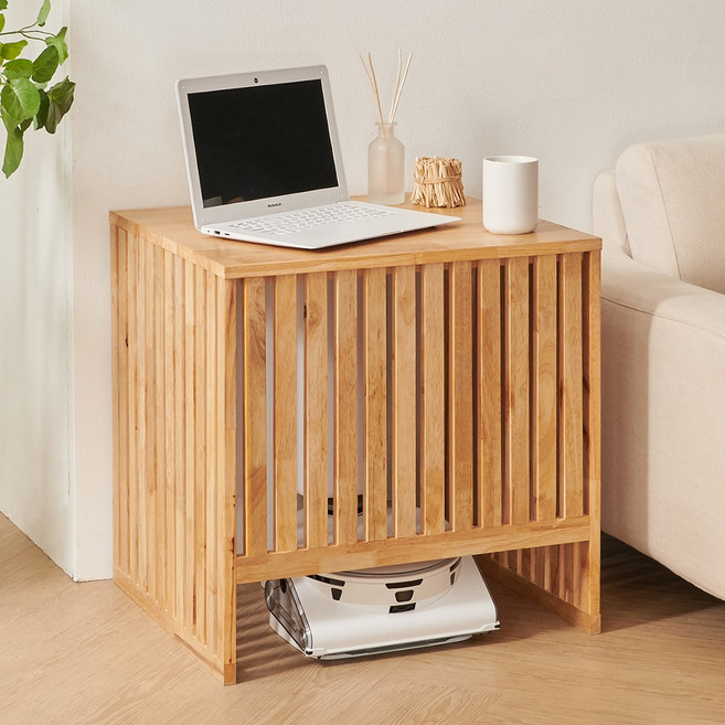 동화속나무 공간활용 원목 로봇청소기수납장, 브라운