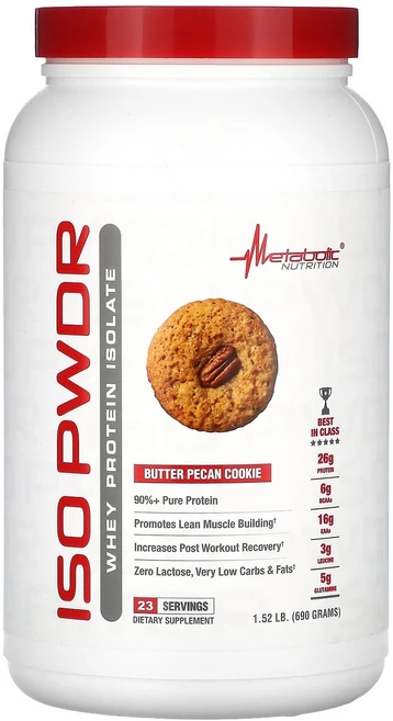 Metabolic Nutrition ISOpwdr Whey Protein Isolate Butter Pecan Cookie 1.52 lbs (690 g), 690g, 1개 - 쿠팡