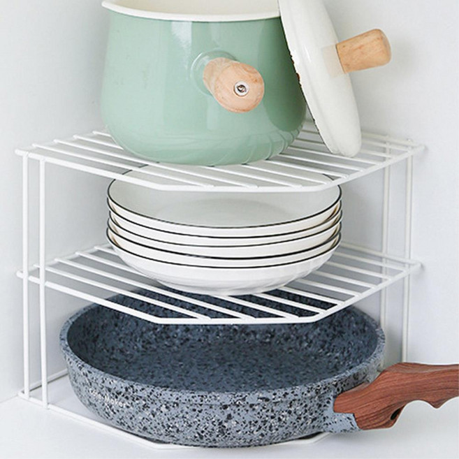 주방모서리3단 스틸선반 프라이팬수납대 접시정리대 도마거치대