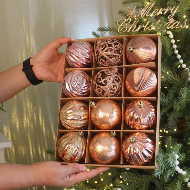 [해피인어스] 크리스마스 대형 오너먼트 8컬러 장식볼, 1개, 로즈골드