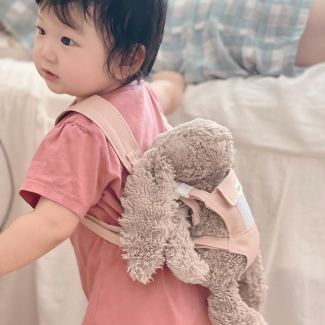 베이비소풍 포그니 인형 어부바 아기띠 애착인형 포대기 유아 역할놀이, 핑크, 1개