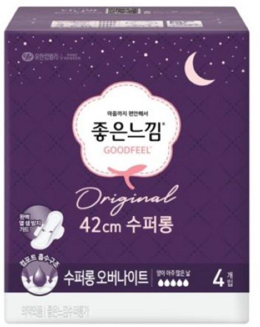 좋은느낌 42cm 수퍼롱, 1개, 4개입, 오버나이트