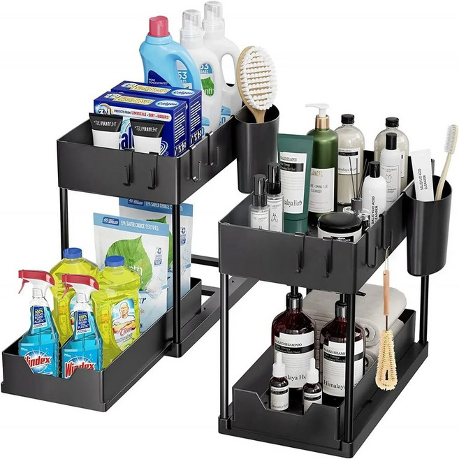 DOUBLE IONAL DRAWERS SINK SLIDING PIECES SHELF RA WITH UNDER MULTIFU BATHROOM ORGANIZER KIT STORAGE, Pa 2 pieces A, 1개