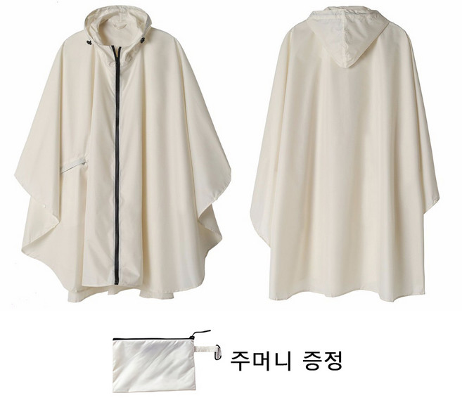 남여공용 판초 우의 우피 지퍼식 아웃도어 라이딩 트레킹 등산 휴대용, 1개, 베이지