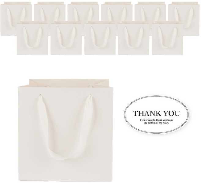 빛공 정사각 고급 미니 선물 쇼핑백 종이가방, 12개, 올화이트